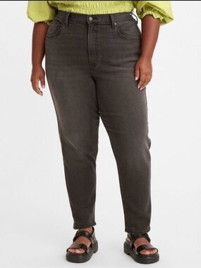 Levi’s High Waisted Tapered Mom Jeans Say No Go Black Womens Size 16W Curvy Girl
